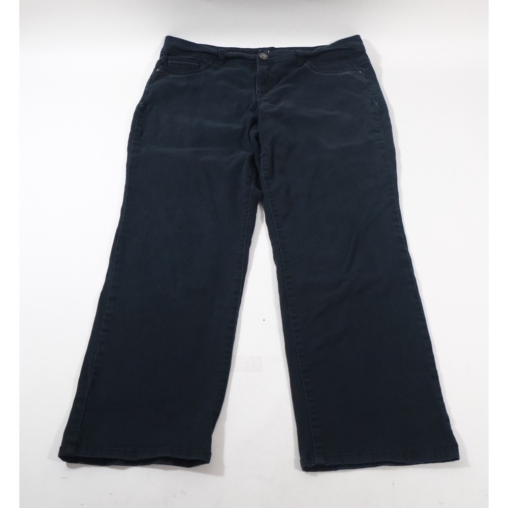 Style & Co Pants Womens 16 Blue Straight Leg Mid Rise Solid Casual Stretch 5-Pkt